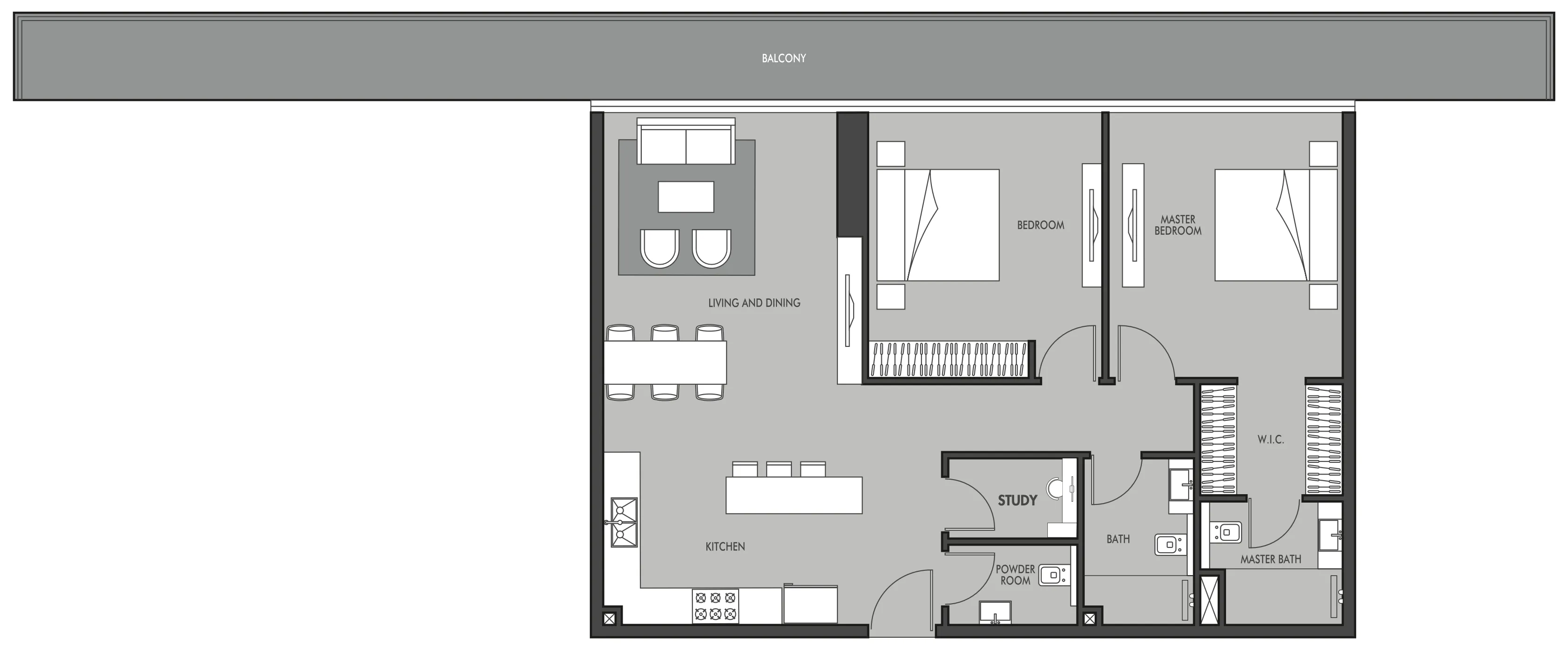2 BR layout at Golf Place