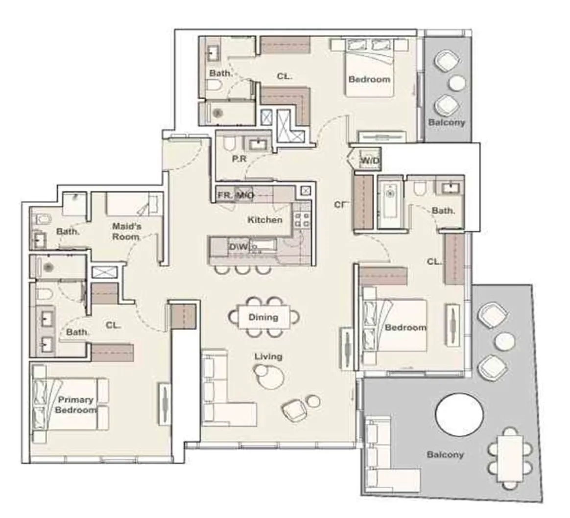 3 BR layout at Mercer House