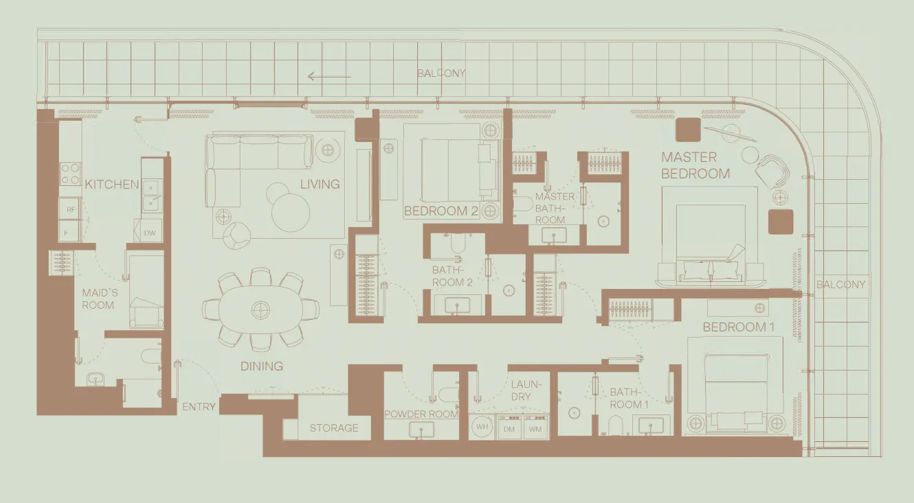 3 BR layout at Eden House The Park