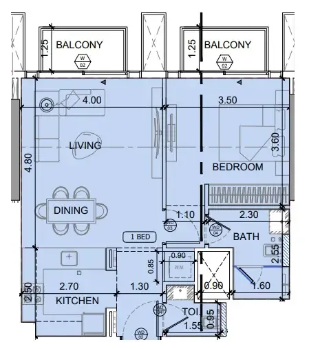 1 BR layout at Binghatti Etherea