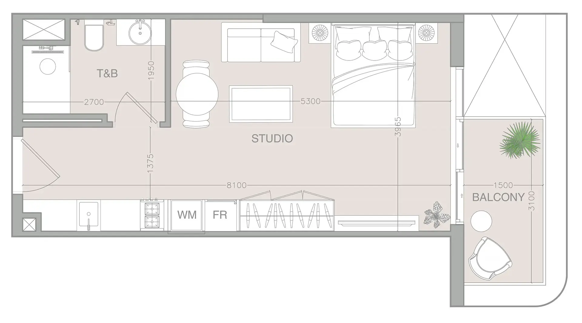 0 BR layout at 1WOOD Residence 2