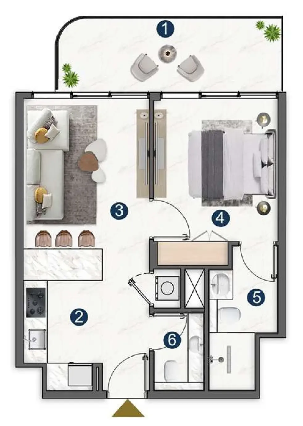 1 BR layout at Voxa Pantheon