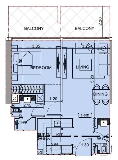 1 BR layout at Binghatti Cullinan