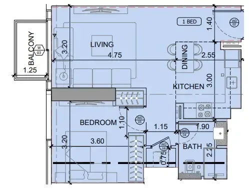 1 BR layout at Binghatti Etherea