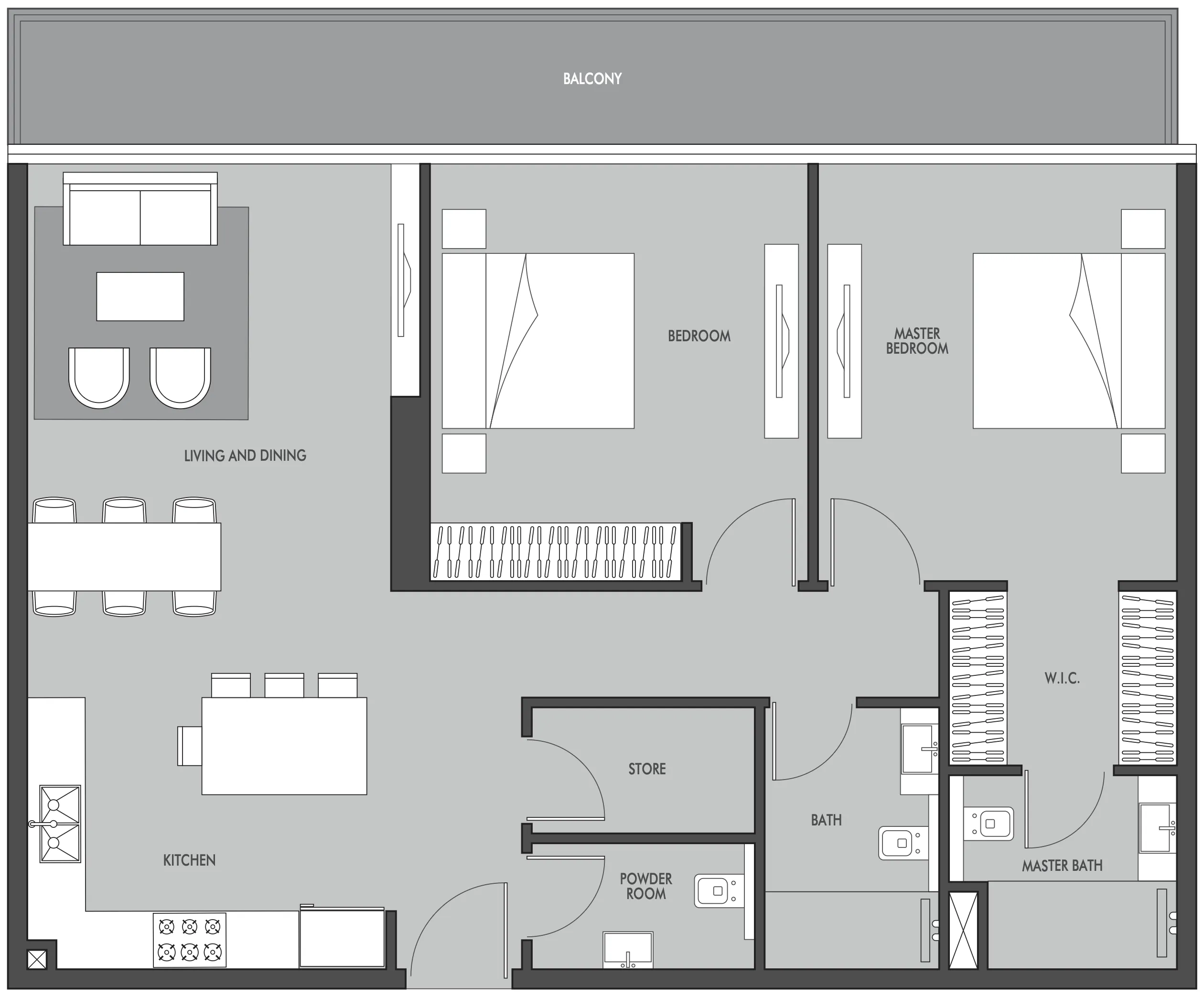 2 BR layout at Golf Place