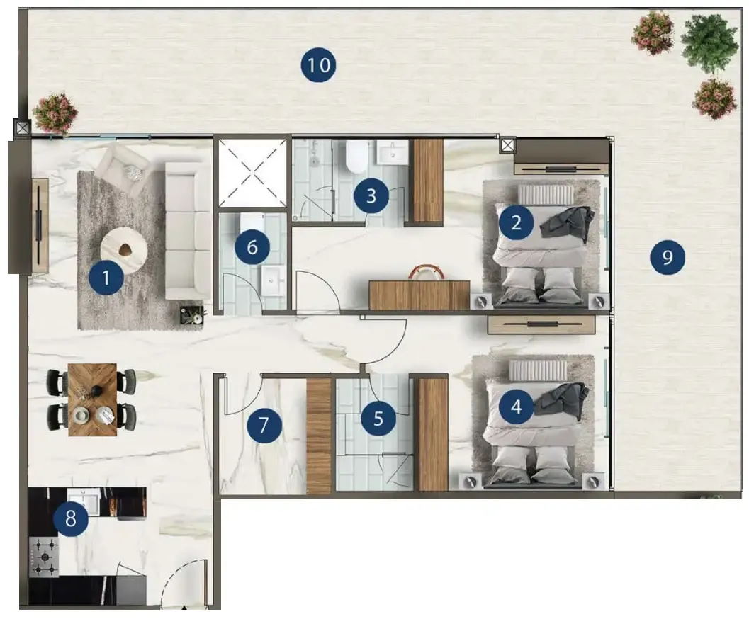 2 BR layout at Franck Muller Yachting