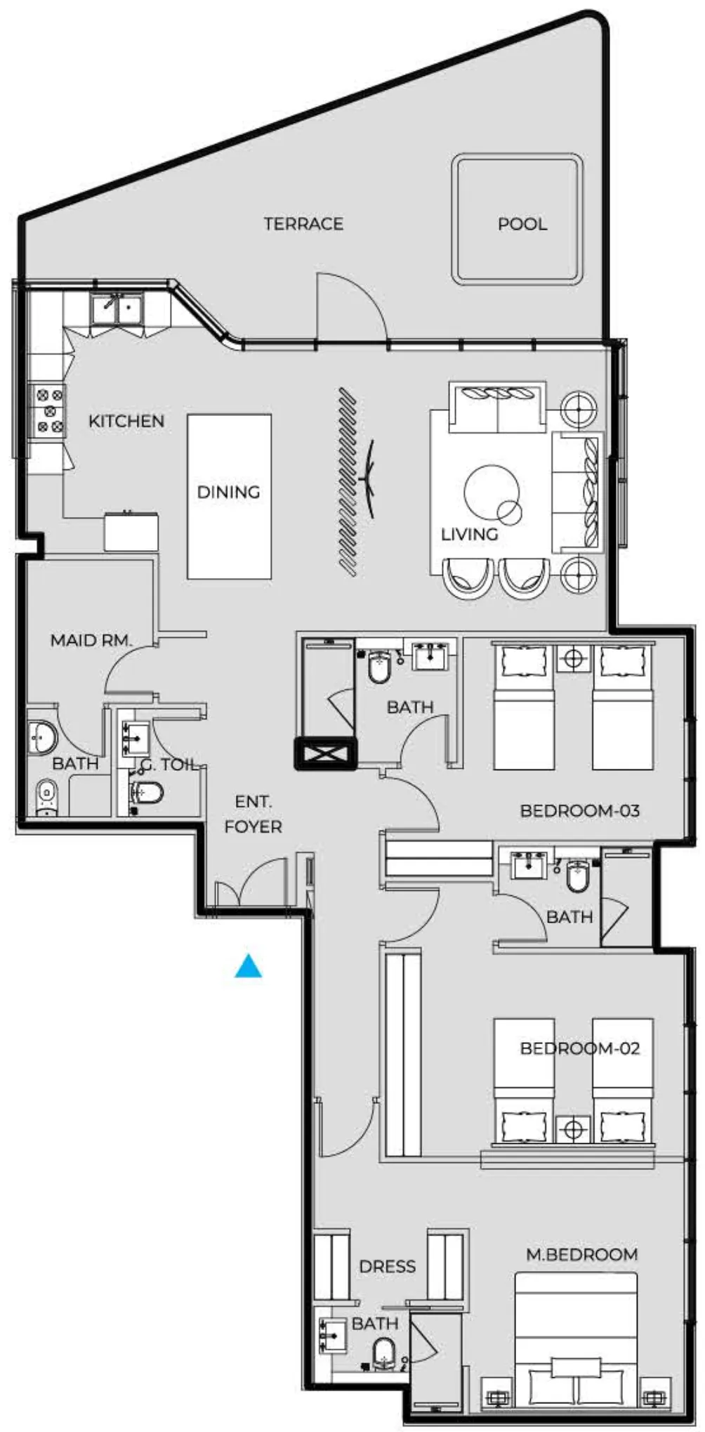 3 BR layout at Coastal Haven
