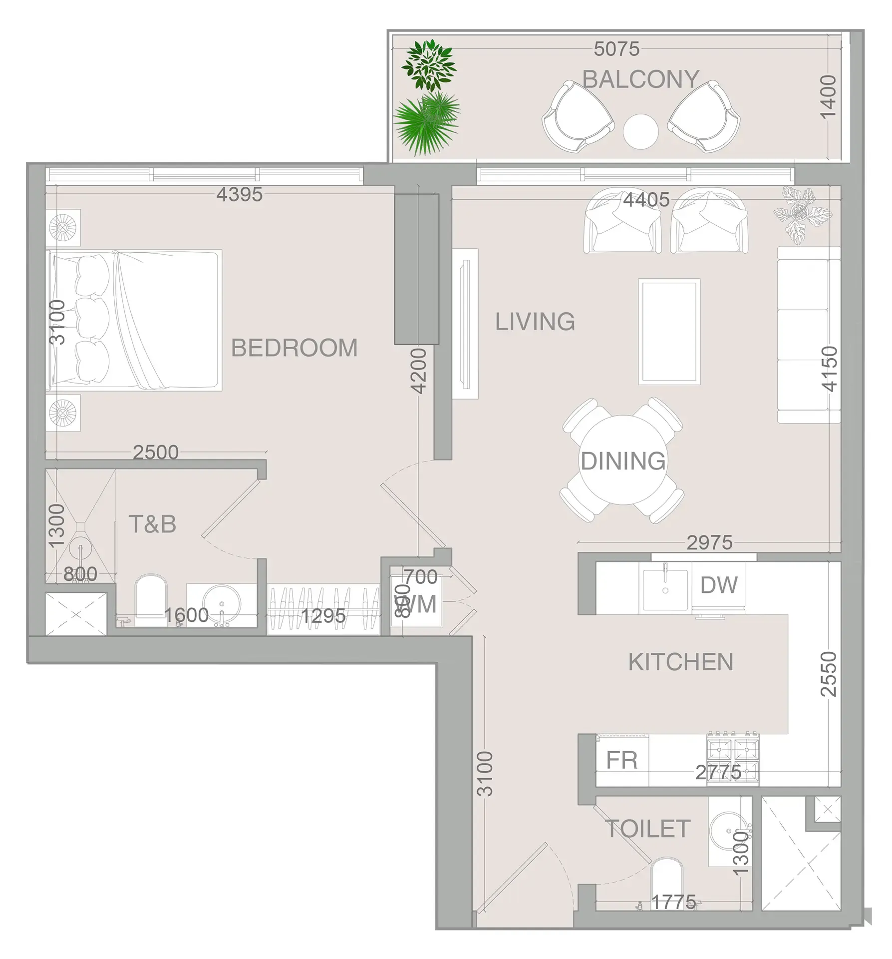 1 BR layout at VERDAN1A 4