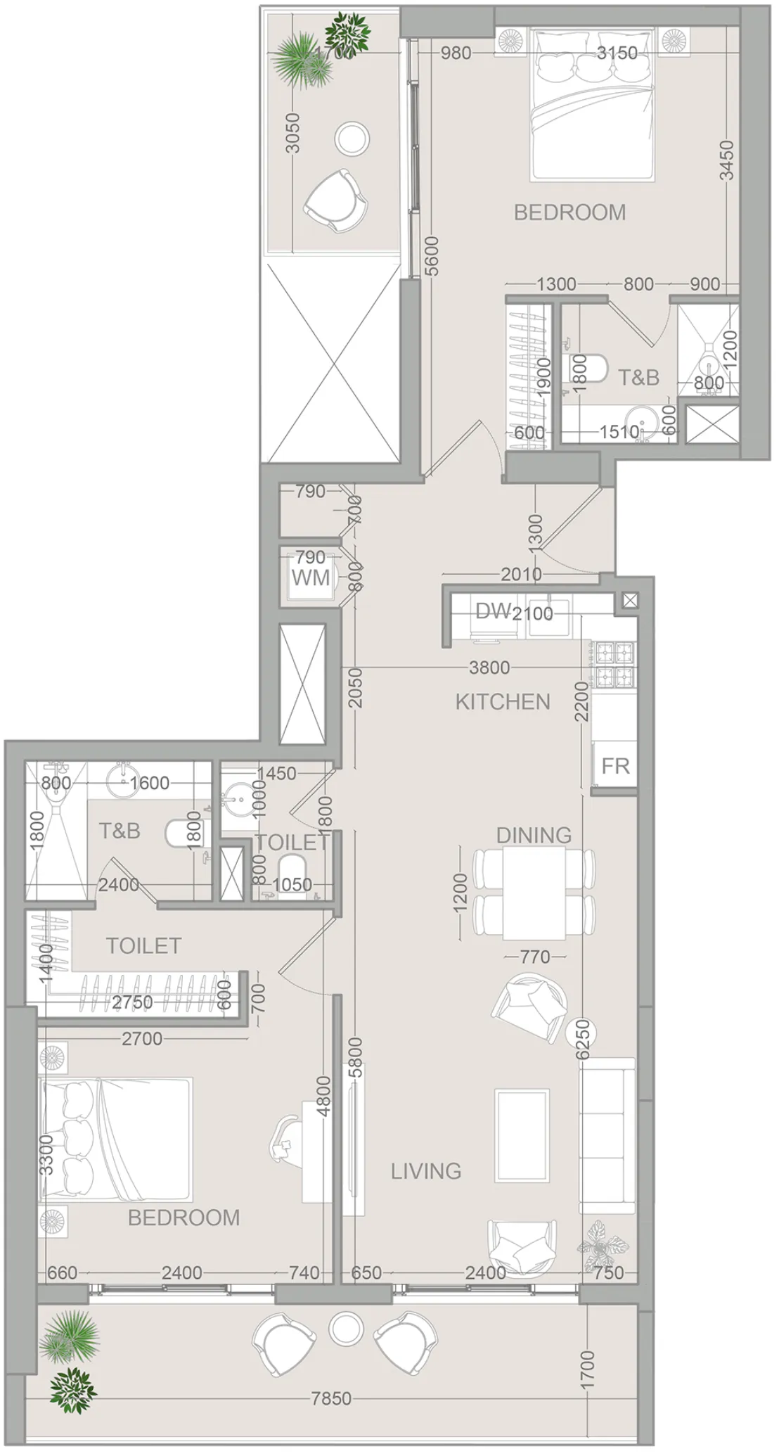 2 BR layout at VERDAN1A 2