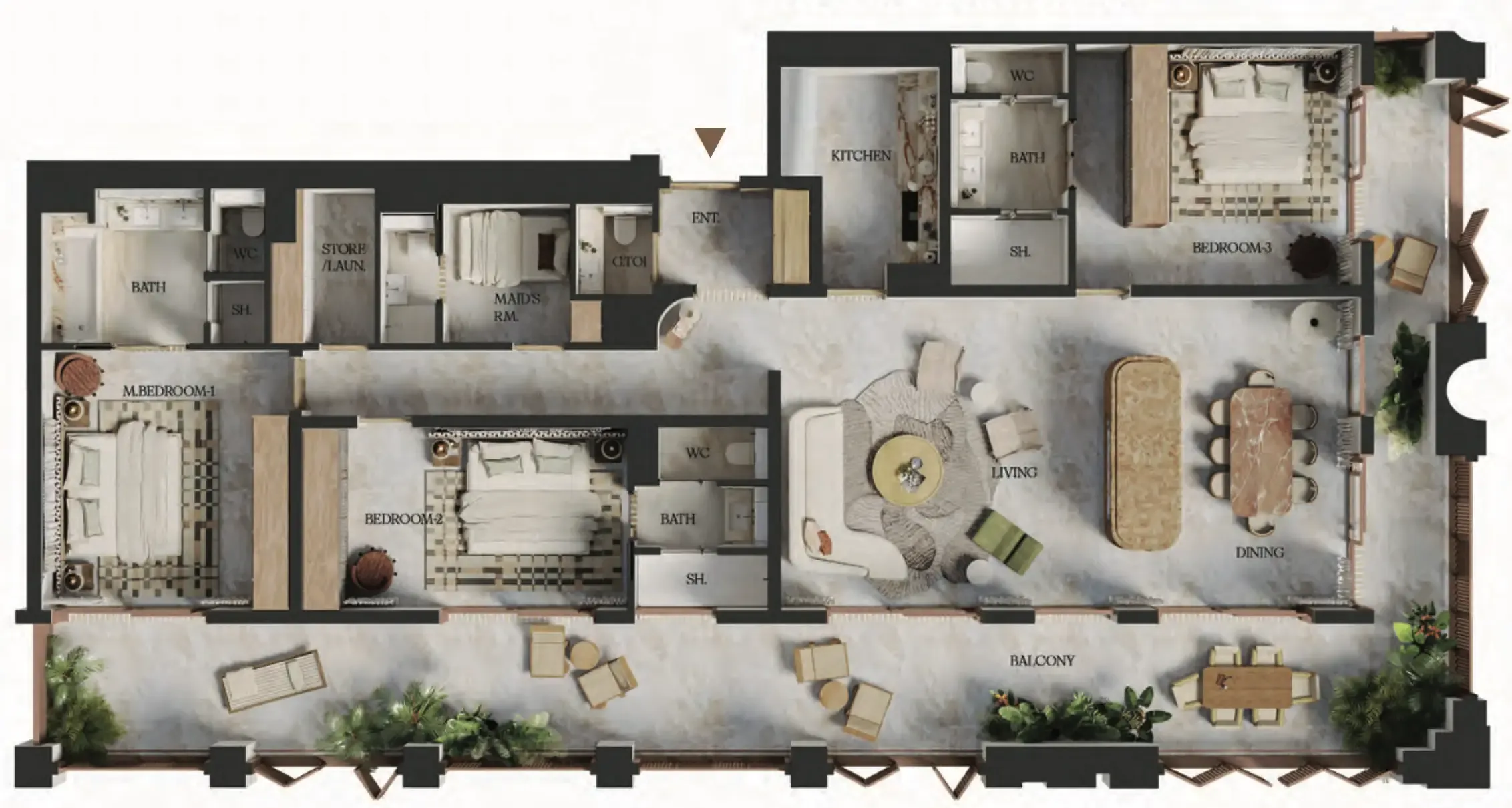3 BR layout at Elire Managed by LUX