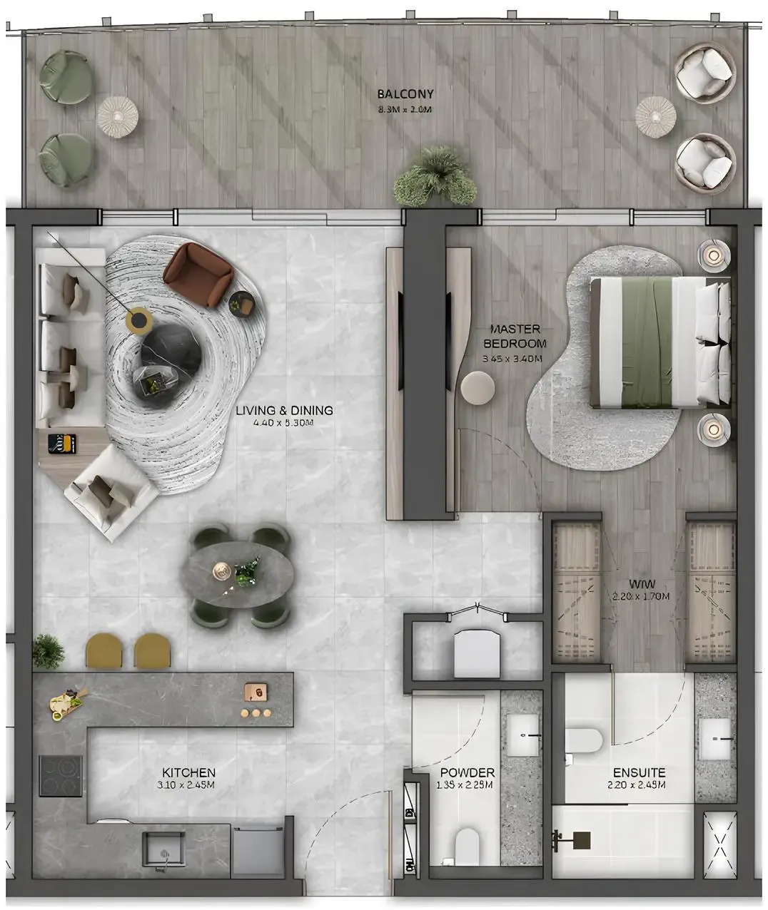 1 BR layout at Kanyon by Beyond