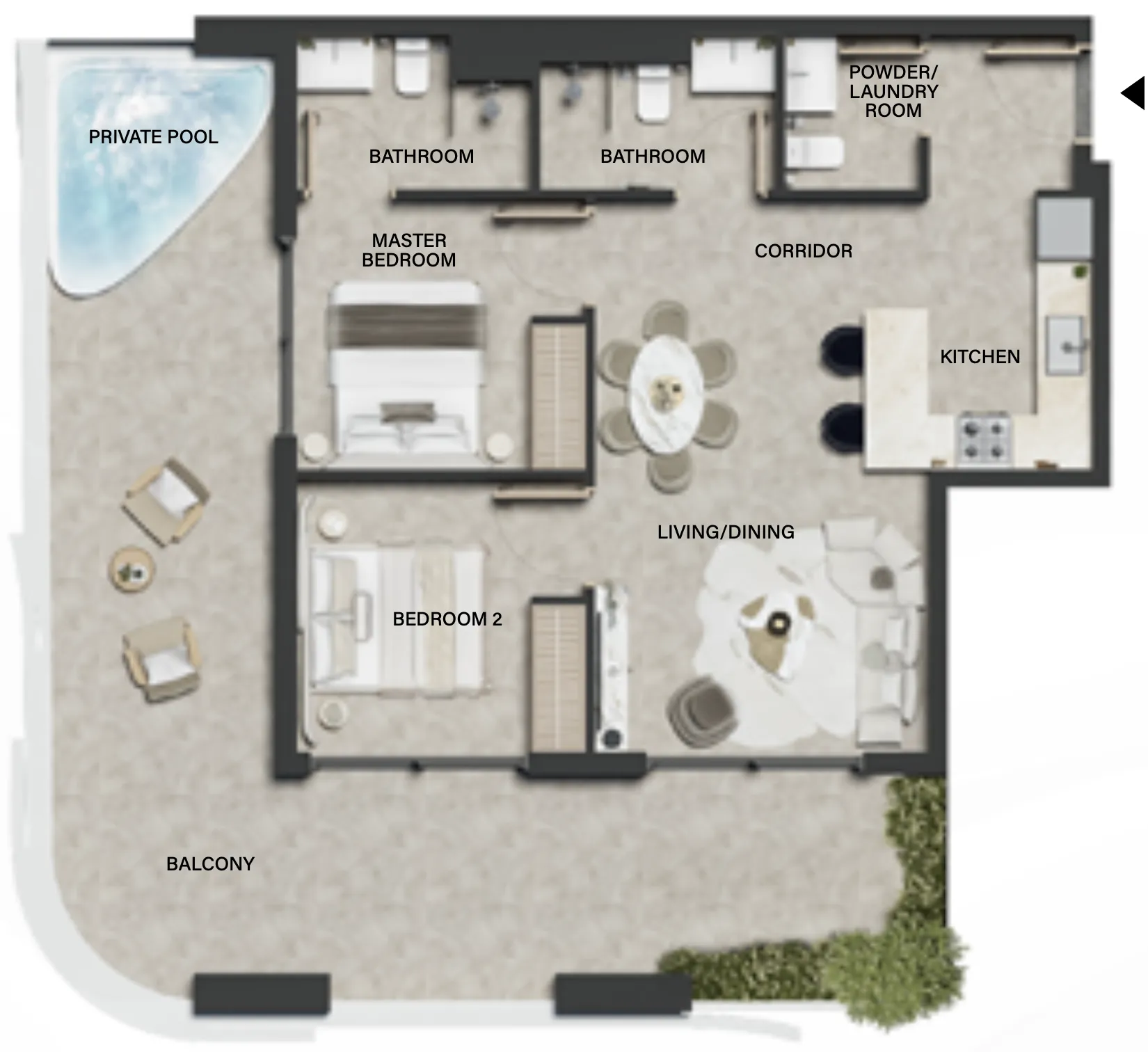 2 BR layout at Weybridge Gardens 4
