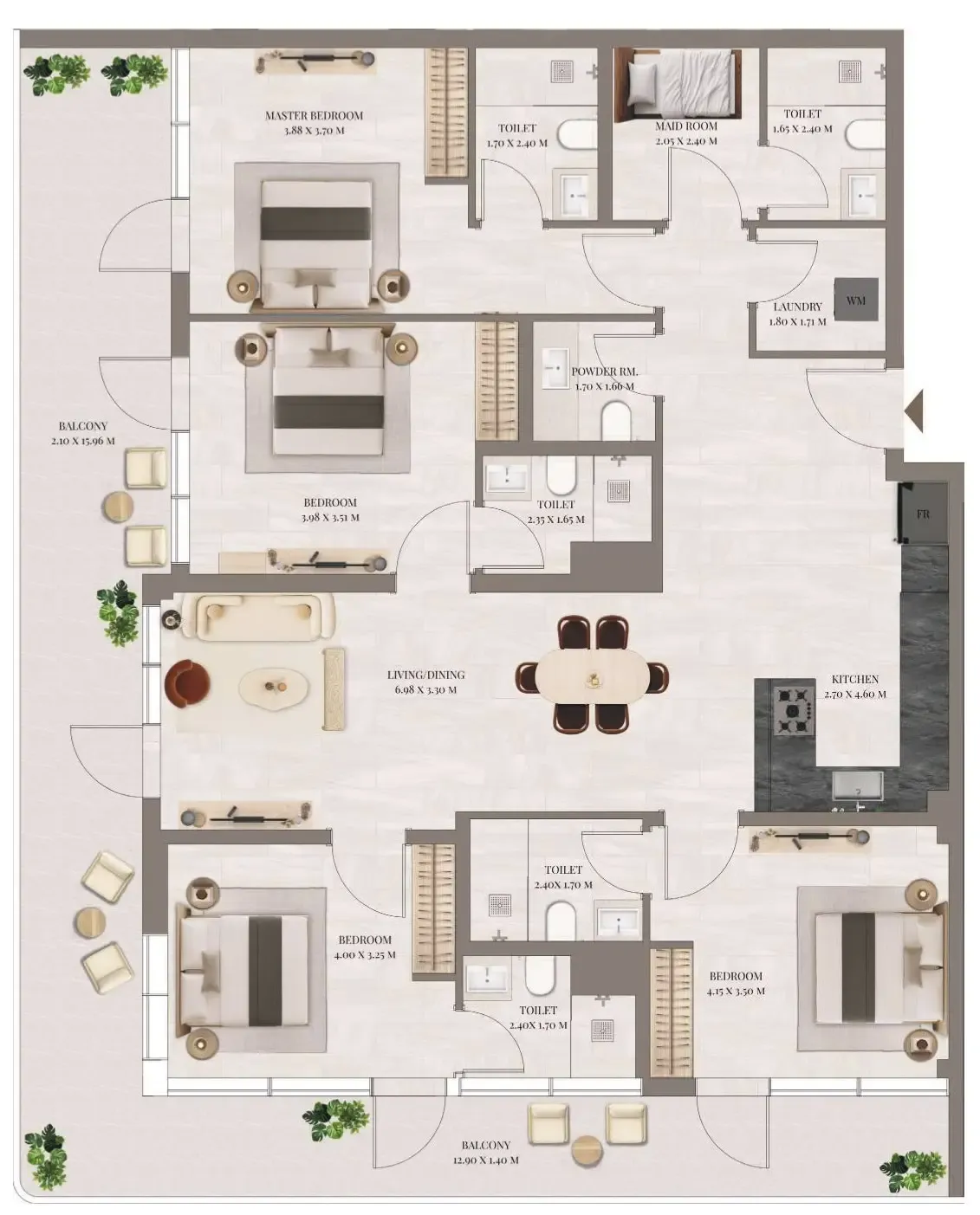 4 BR layout at Rivo