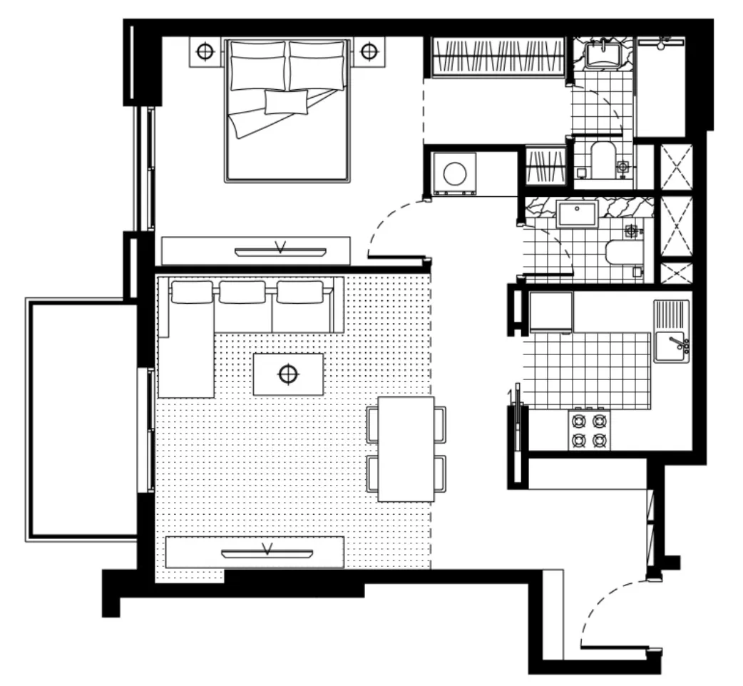1 BR layout at FH Residency