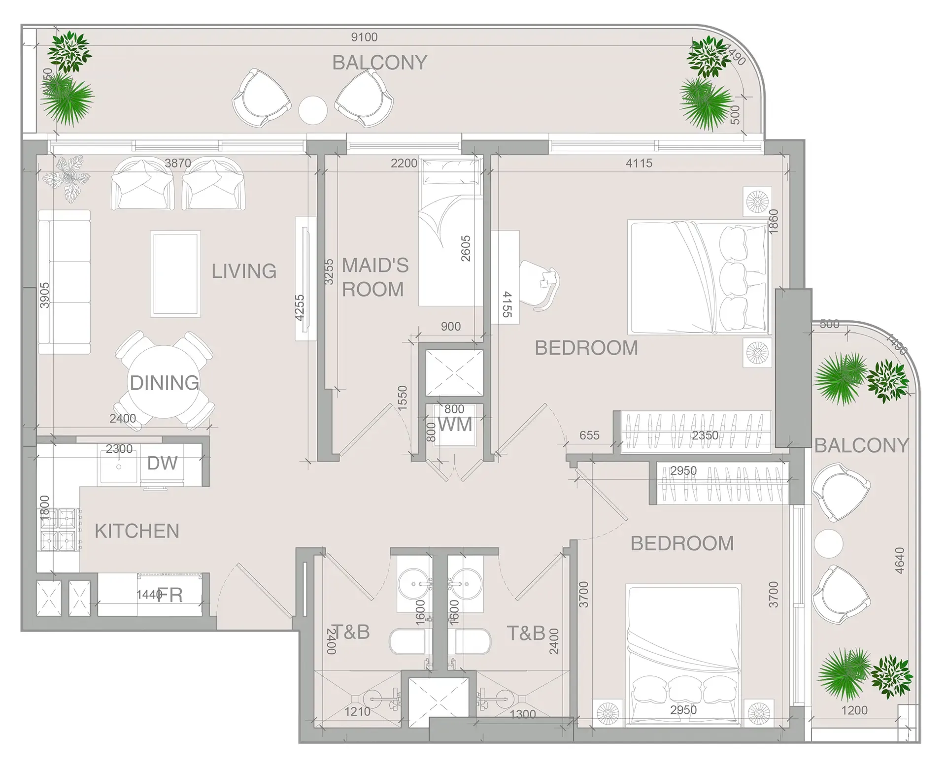 2 BR layout at VERDAN1A 4