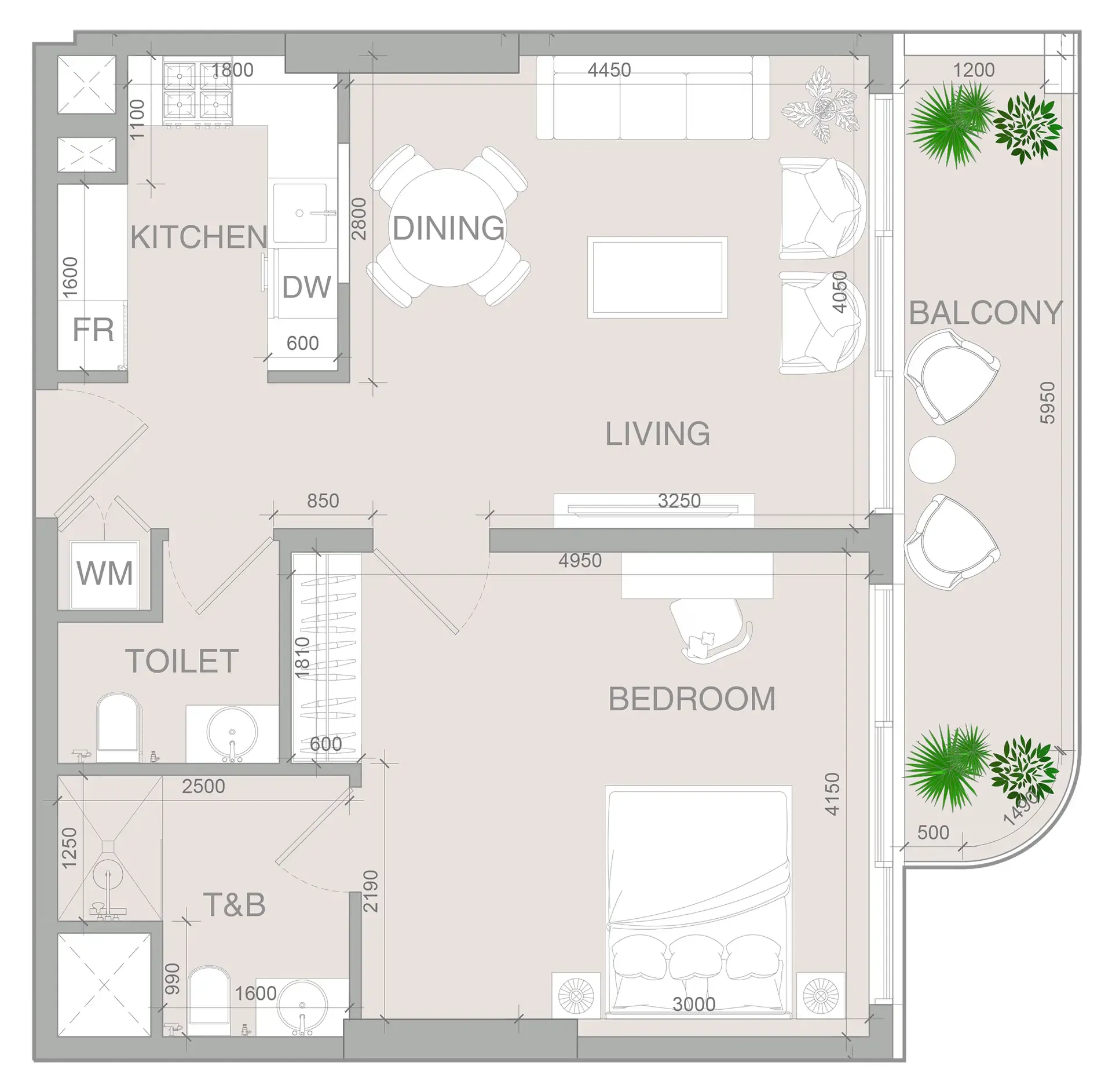 1 BR layout at VERDAN1A 4
