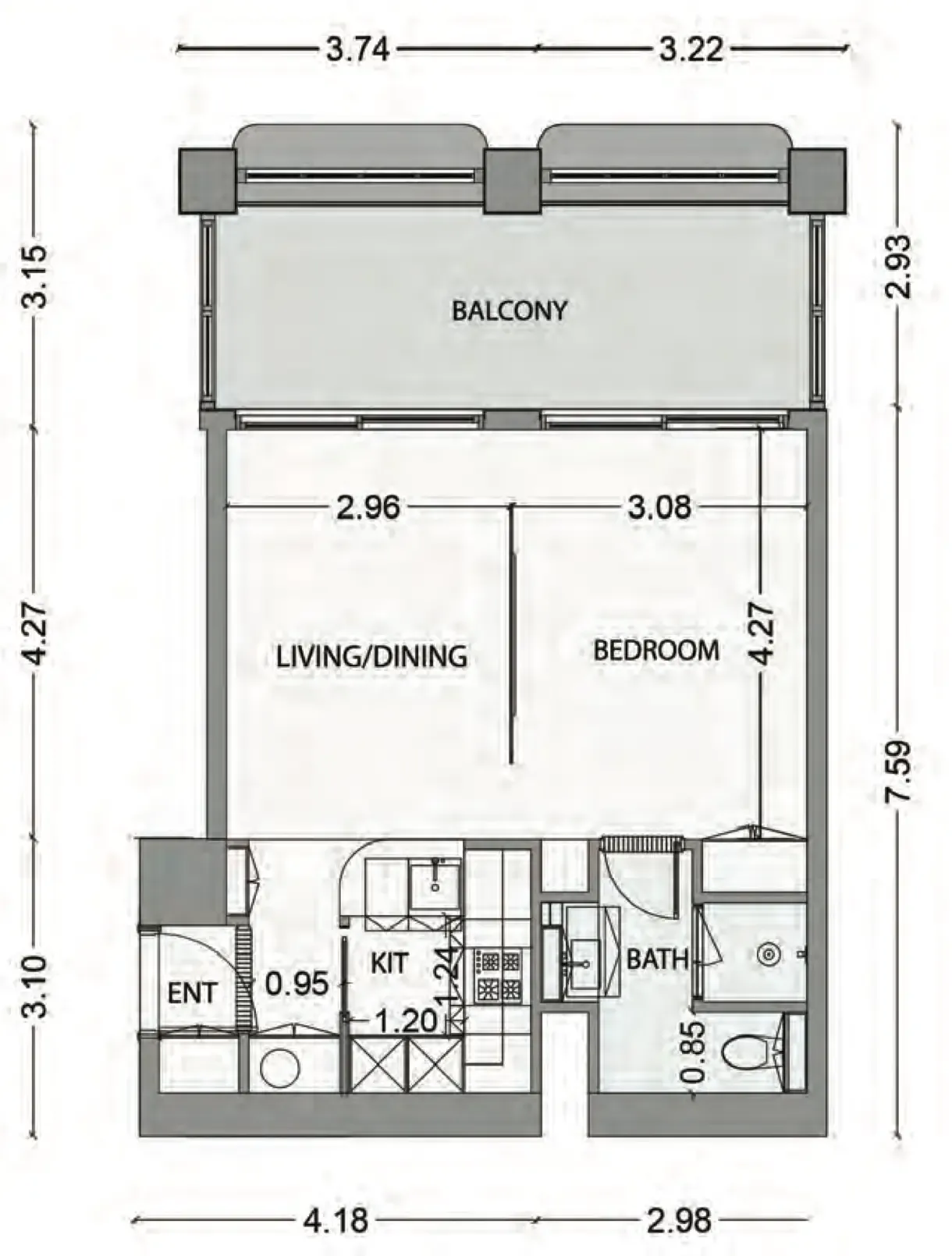 1 BR layout at Elire Managed by LUX
