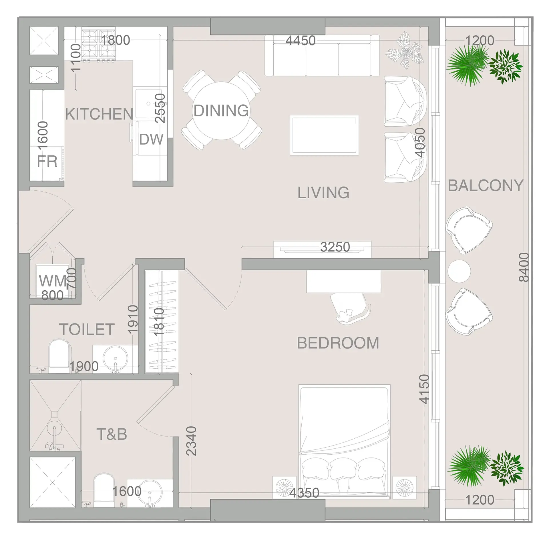 1 BR layout at VERDAN1A 4