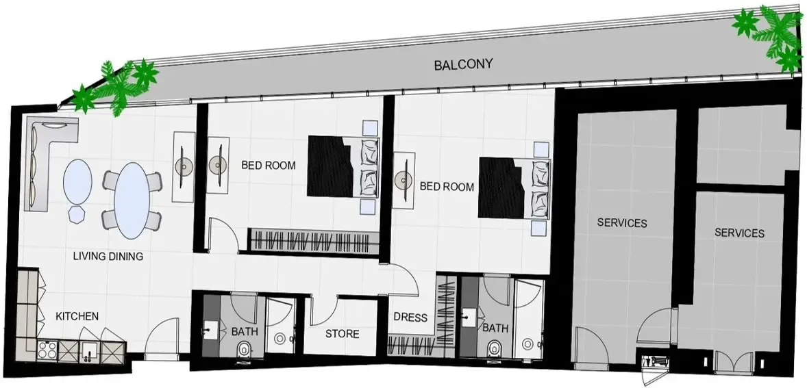 2 BR layout at The Community Sports Arena