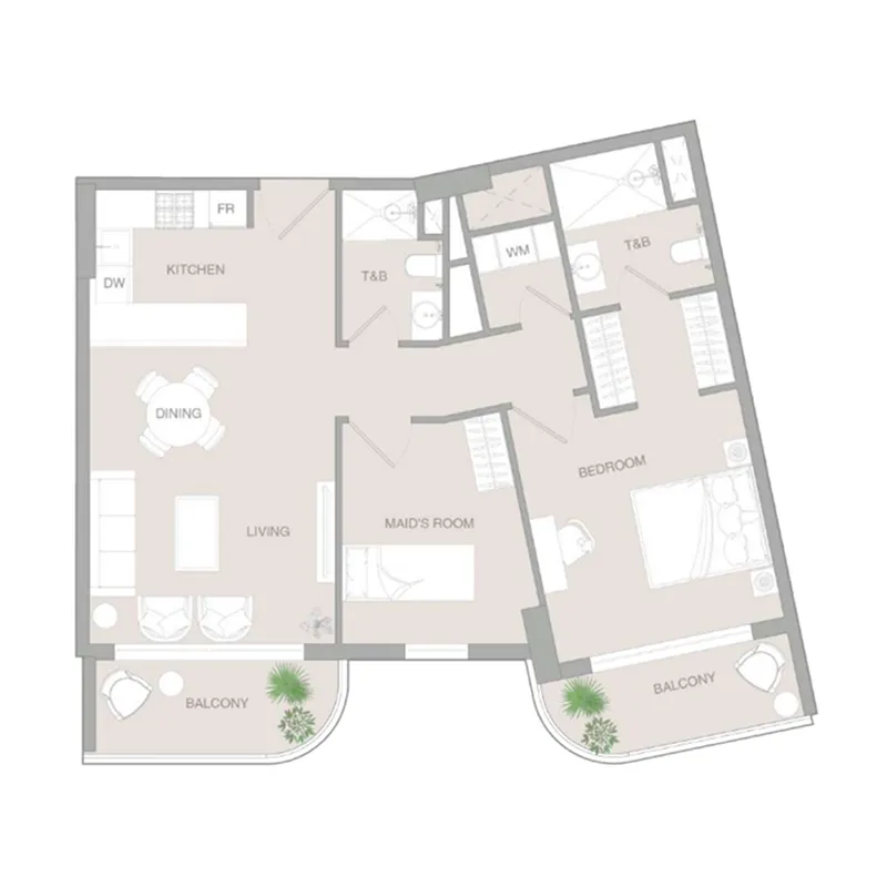 2 BR layout at VERDAN1A 3