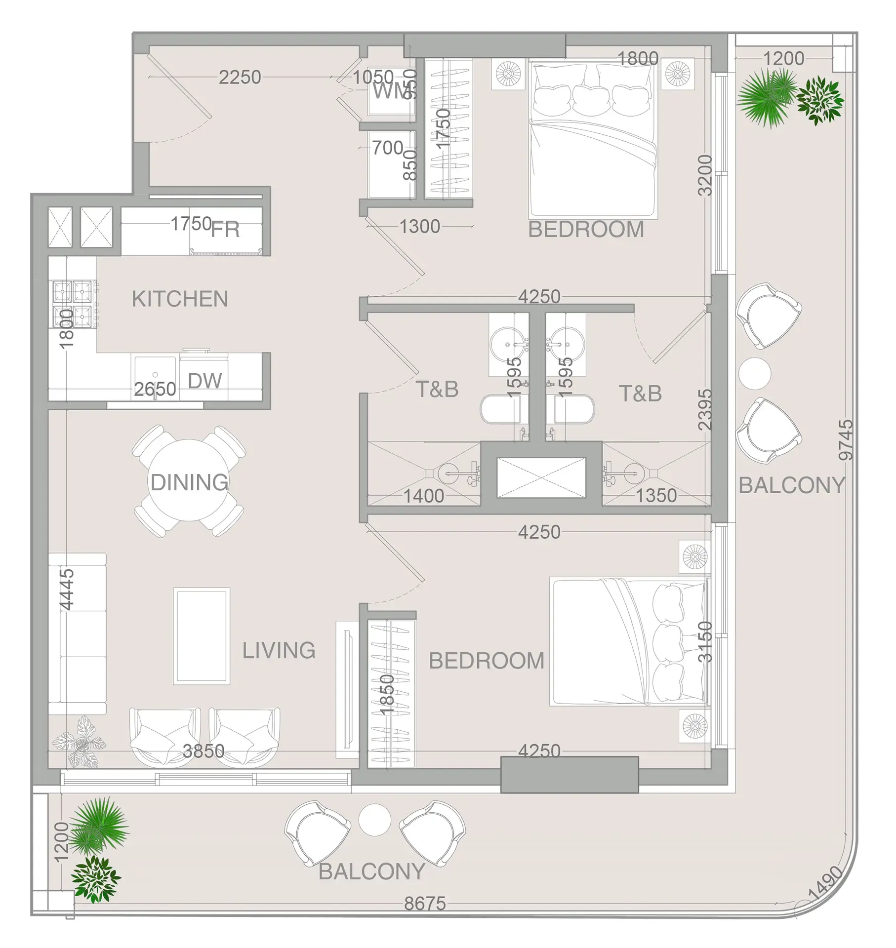 2 BR layout at VERDAN1A 4