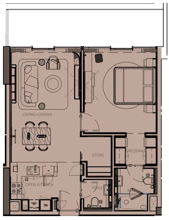 1 BR layout at Sunset Bay Grand