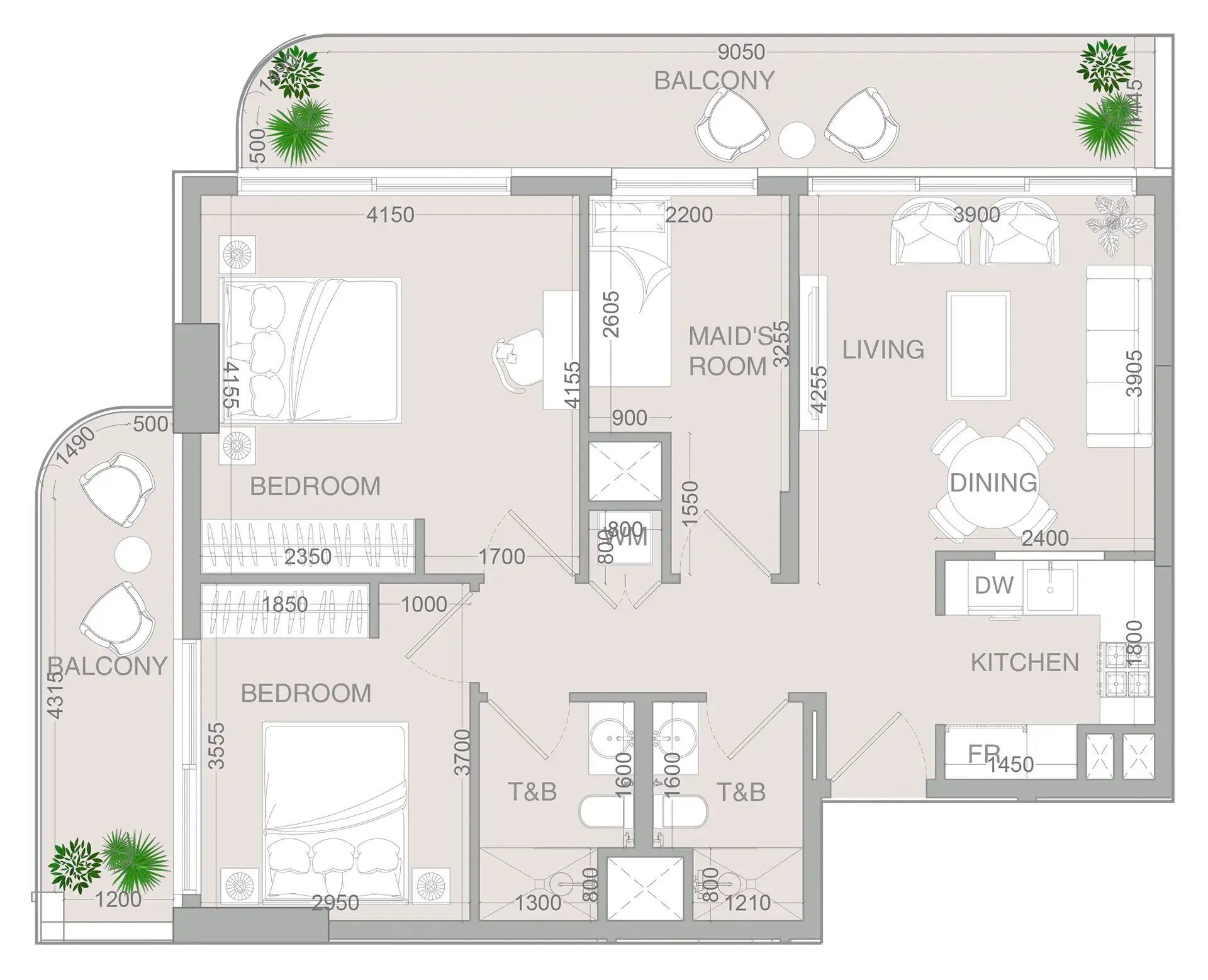 2 BR layout at VERDAN1A 4