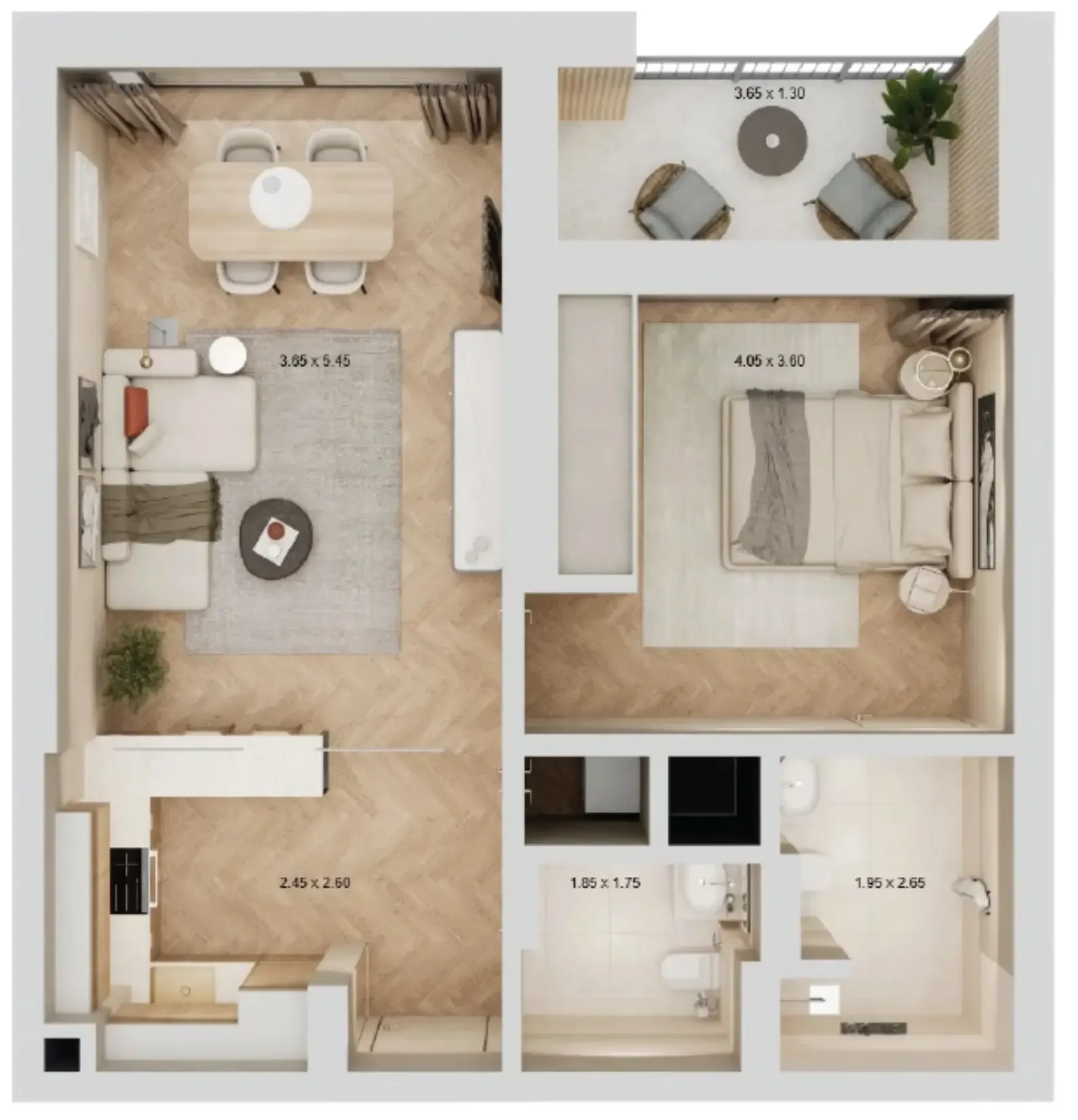 1 BR layout at Arisha Terraces