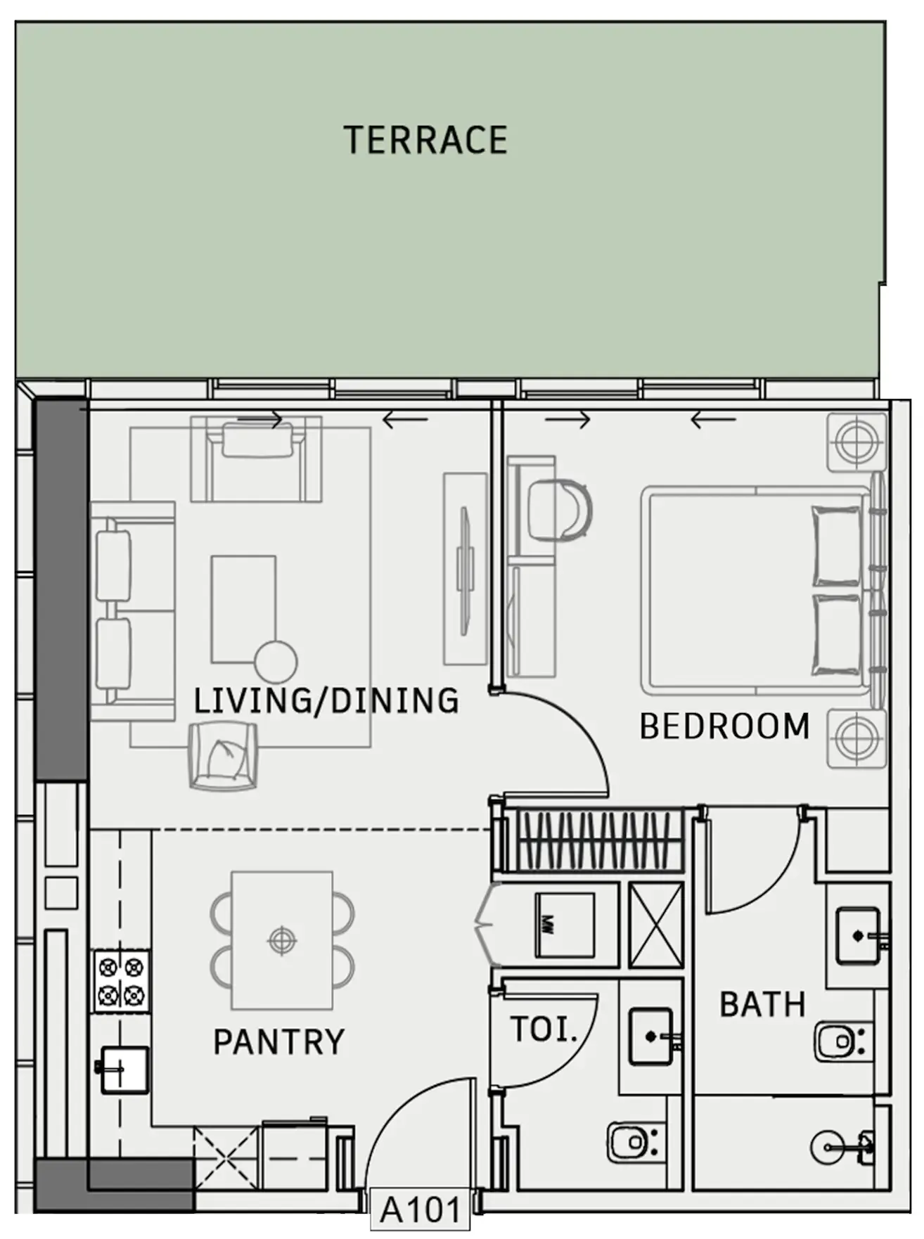 1 BR layout at One Sky Park