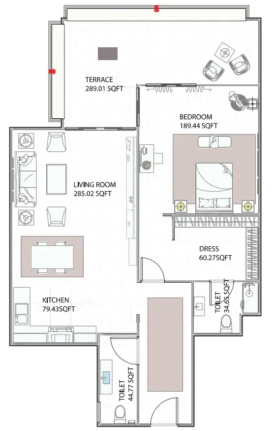Ajman Creek Towers 1 BR floor plan - Free Zone, Dubai - by GJ Properties
