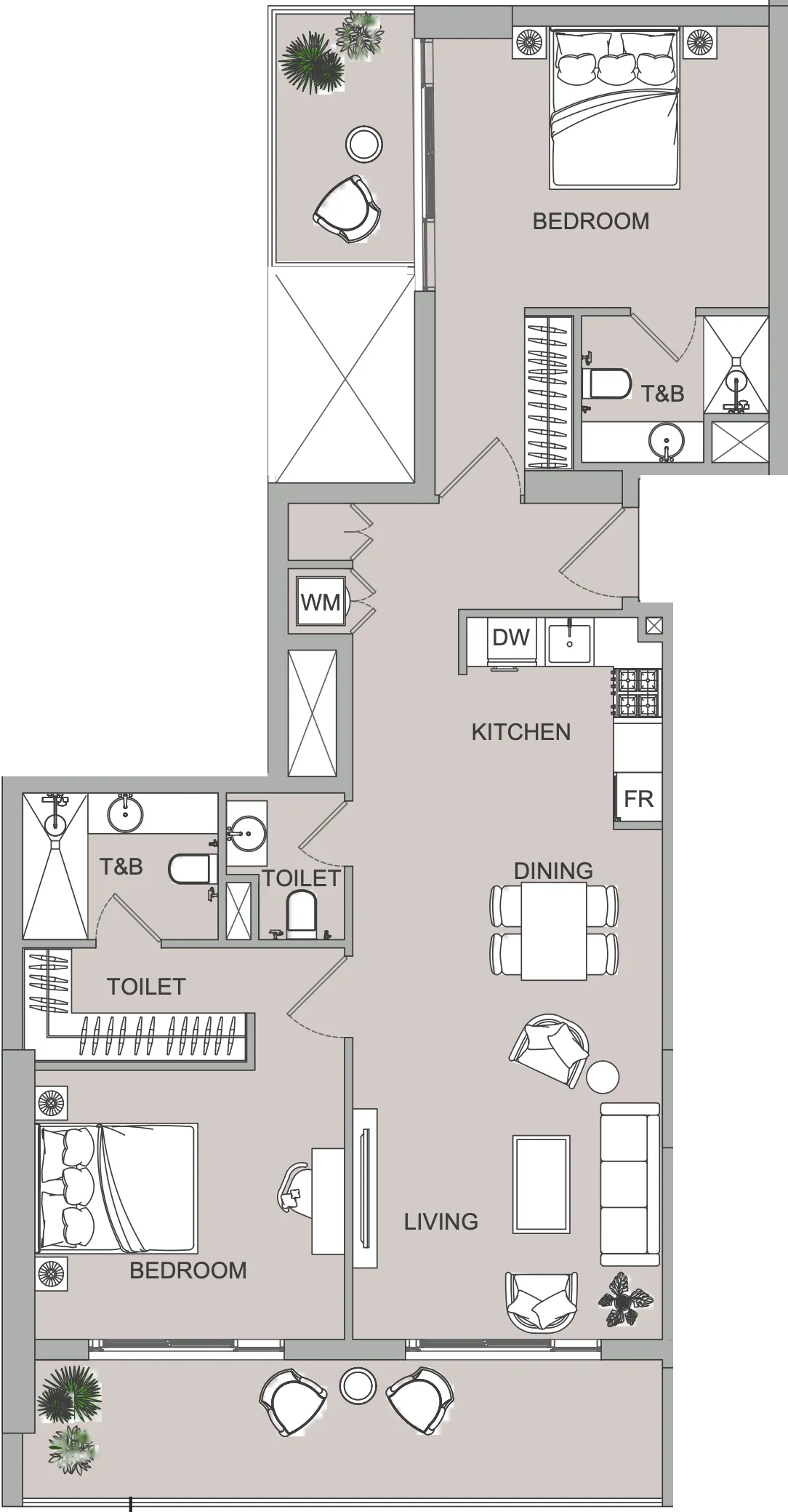 2 BR layout at VERDAN1A 2