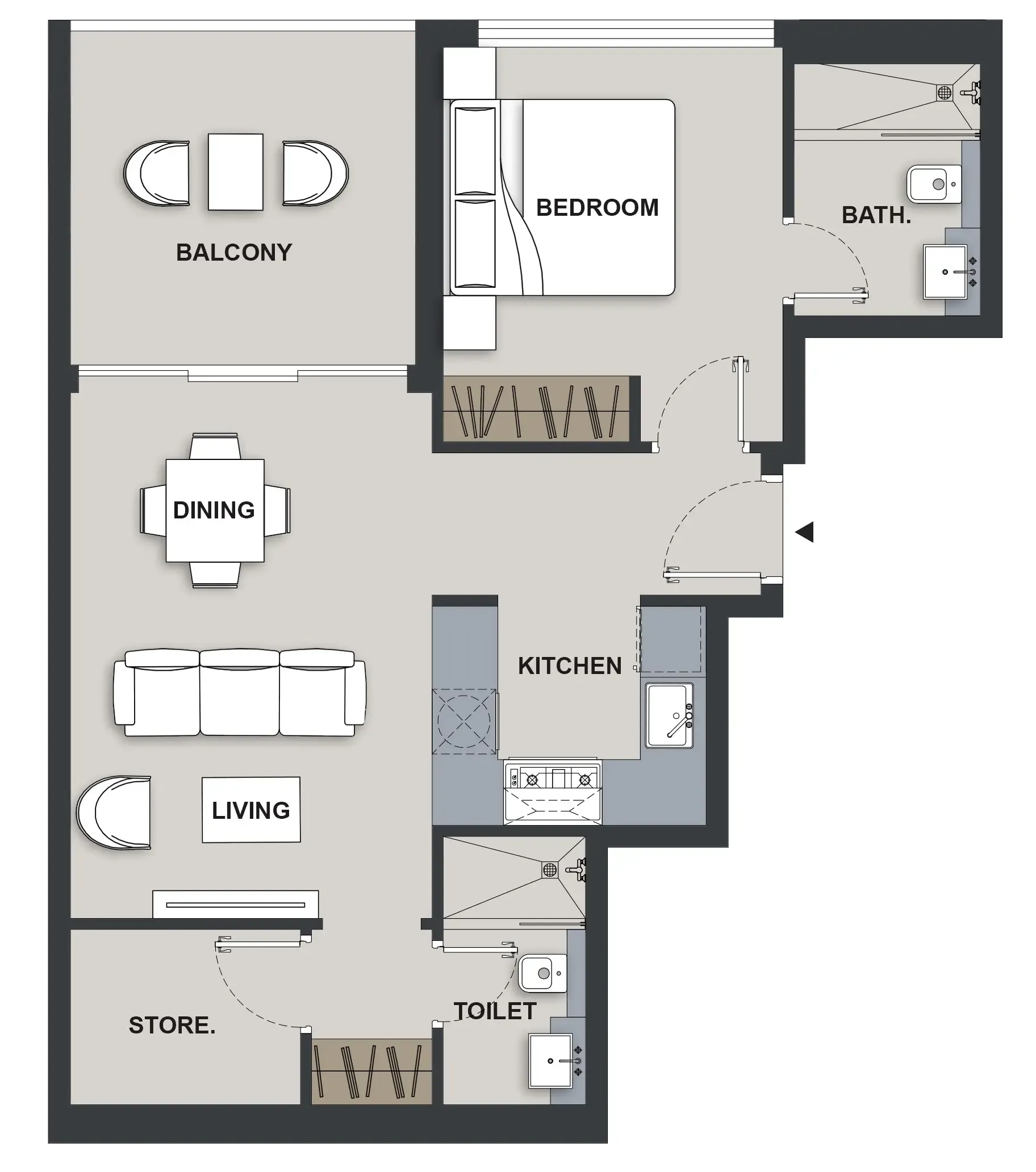 1 BR layout at Maison Elysee III