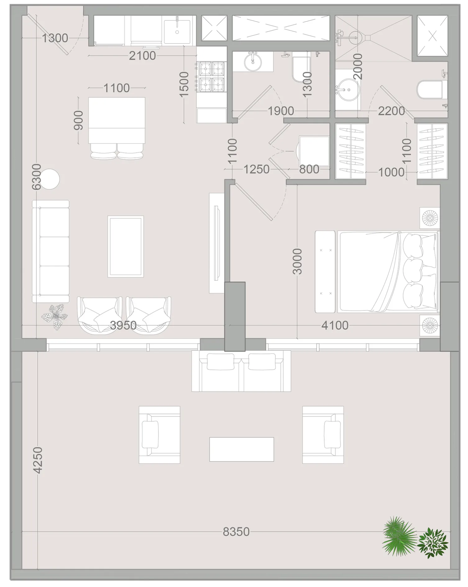 1 BR layout at ALTA V1EW