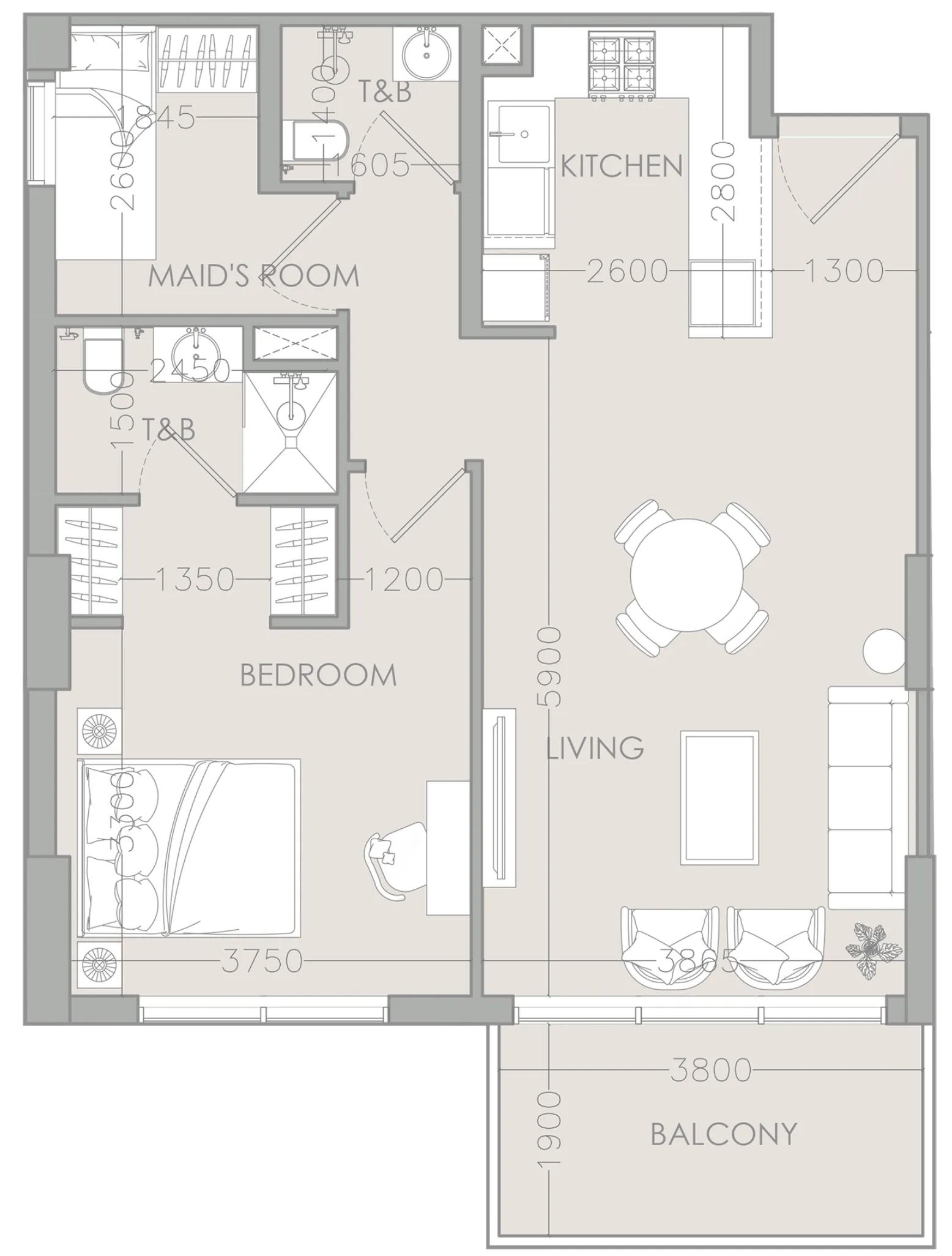 1 BR layout at IR1DIAN Park