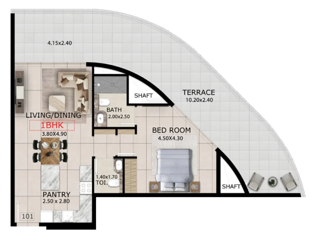 1 BR layout at Mayfair Gardens