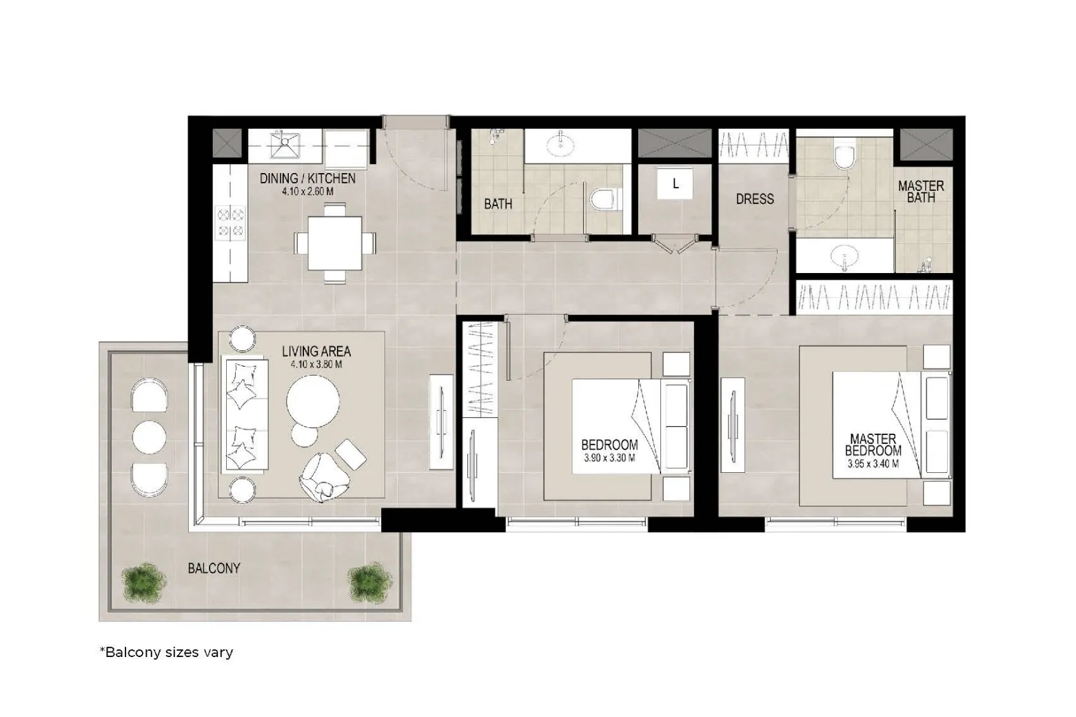 2 BR layout at Lana on the Park