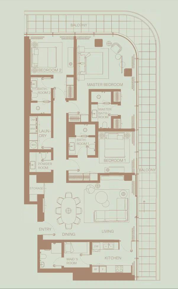 3 BR layout at Eden House The Park