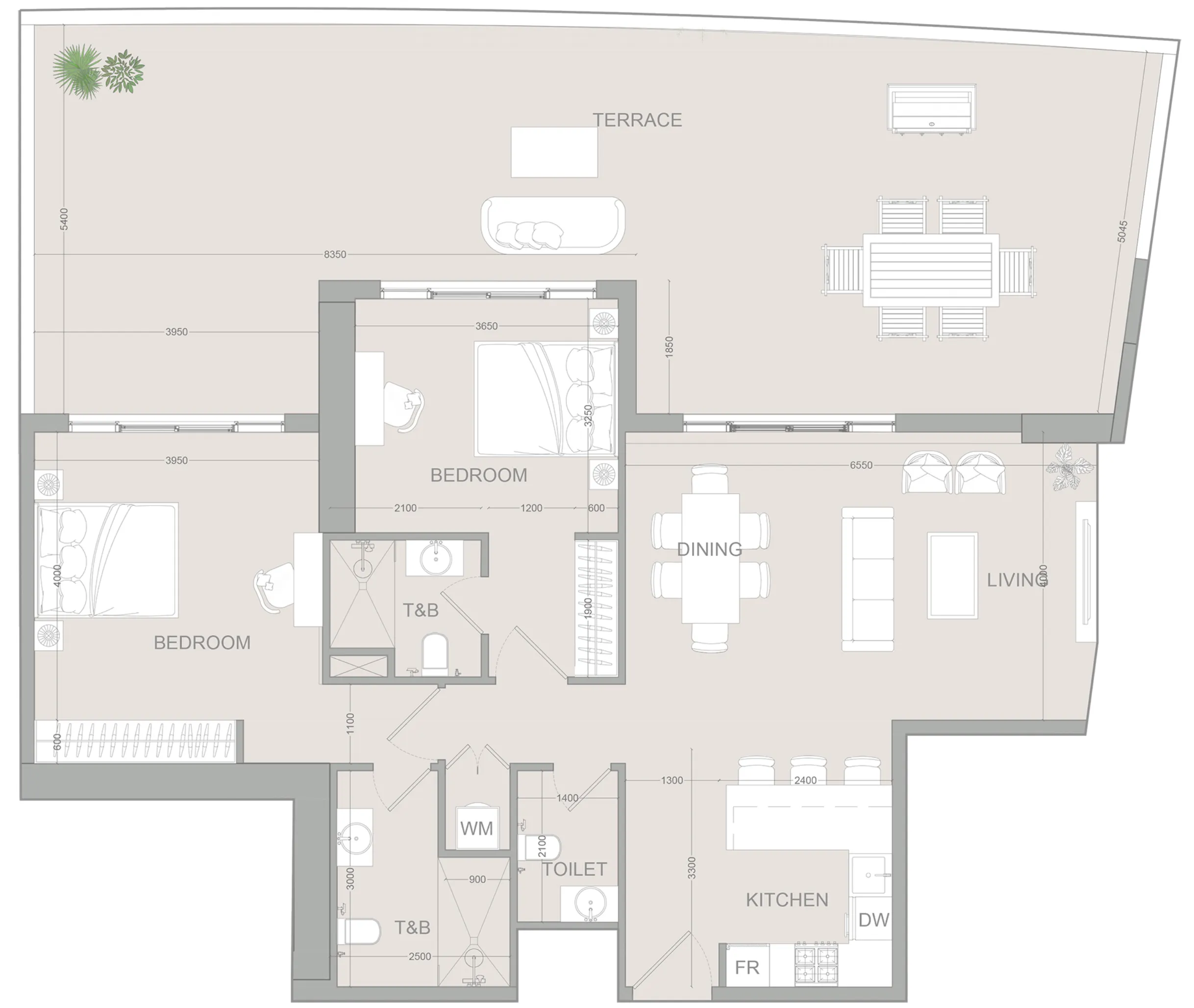 2 BR layout at AUREL1A Residence