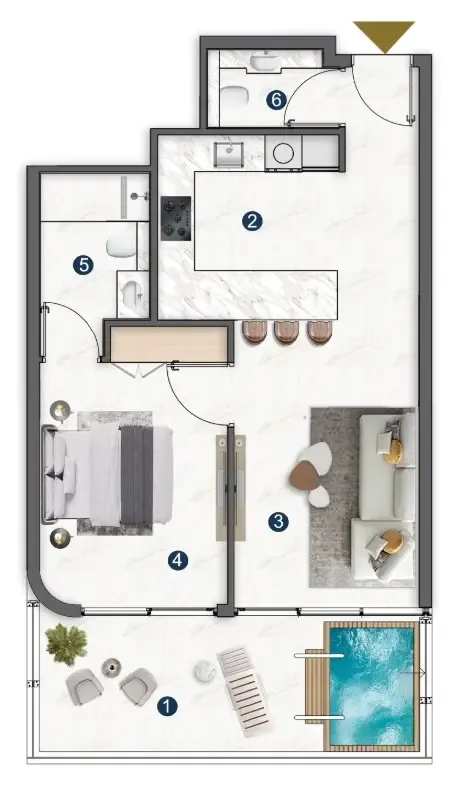1 BR layout at Voxa Pantheon