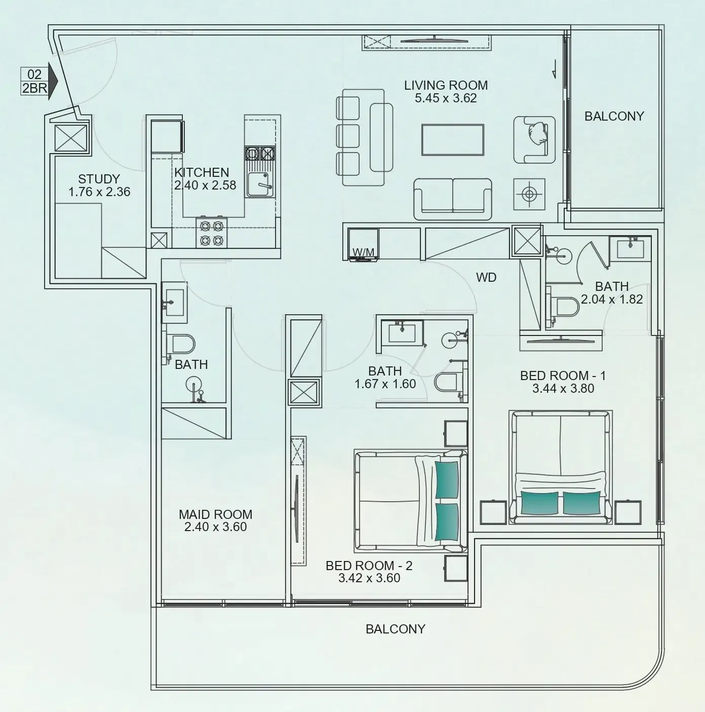 2 BR layout at Floarea Breeze