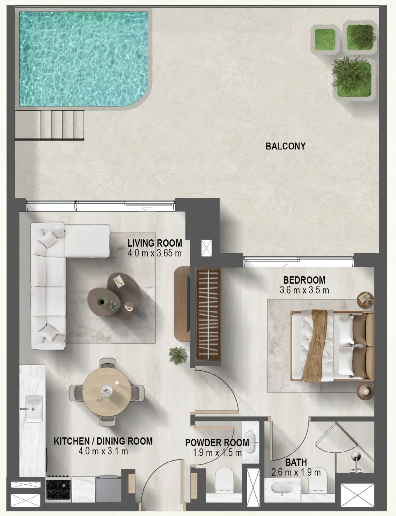 1 BR layout at Sanctuary