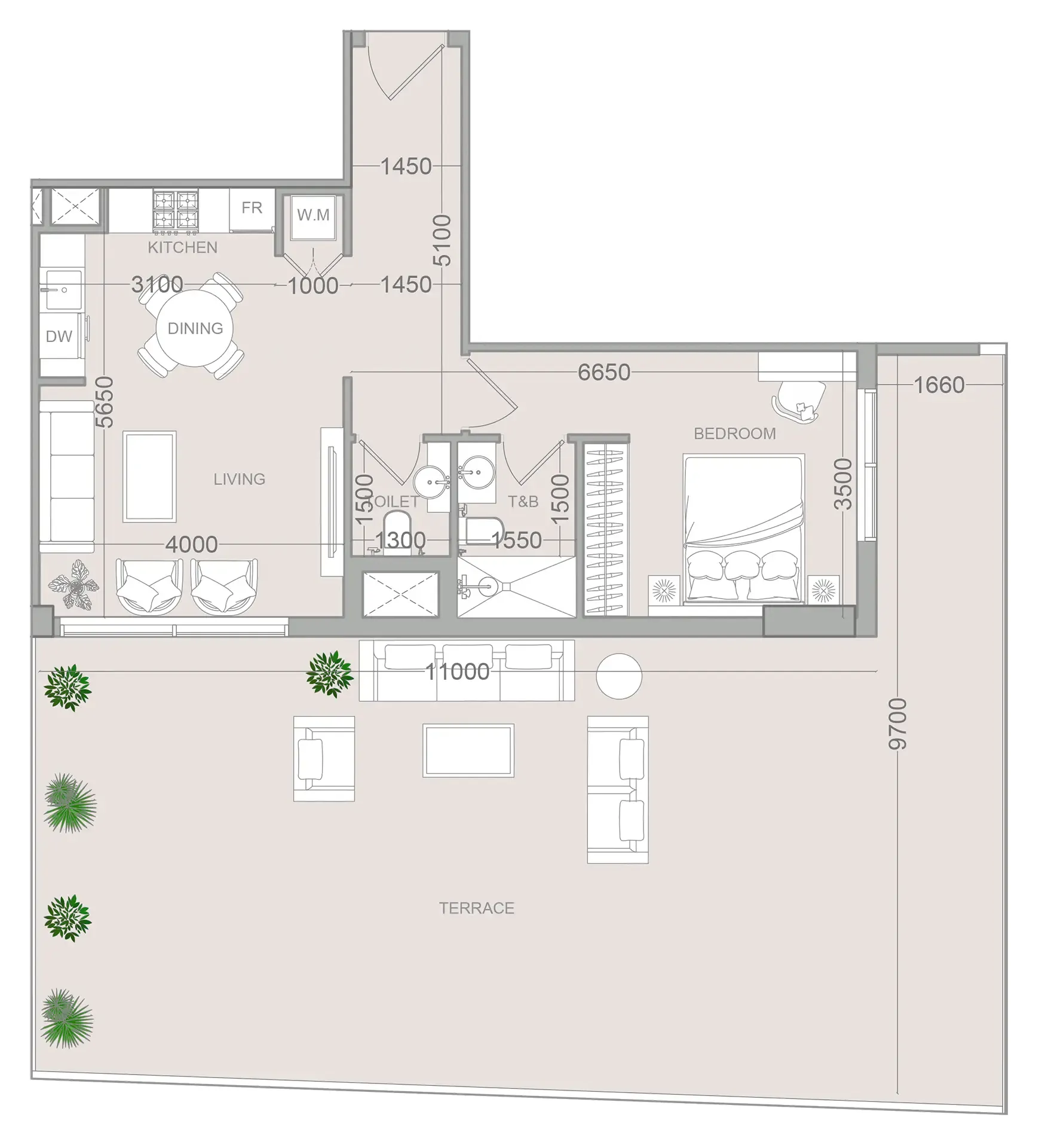 1 BR layout at ELAR1S Sky