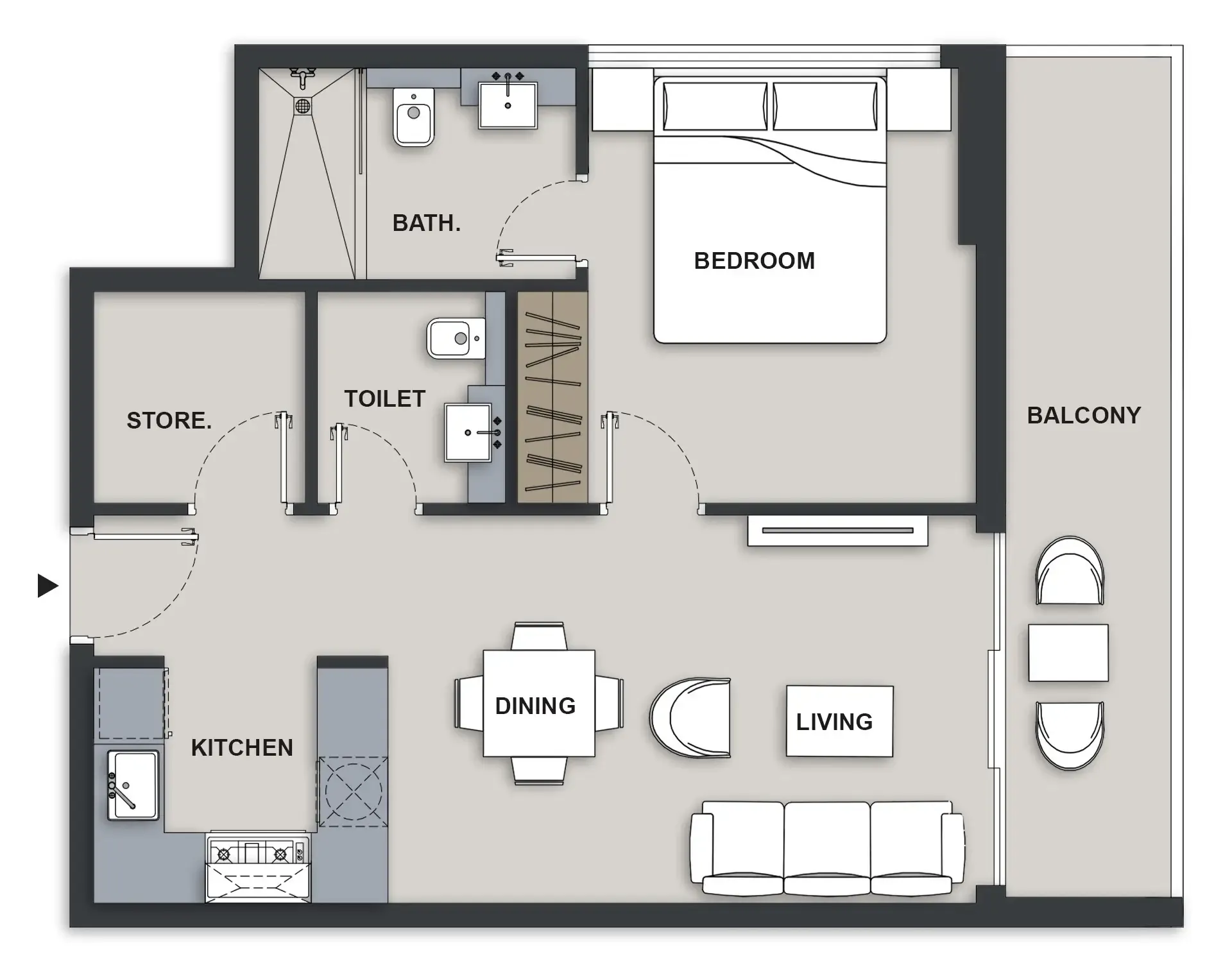 1 BR layout at Maison Elysee III