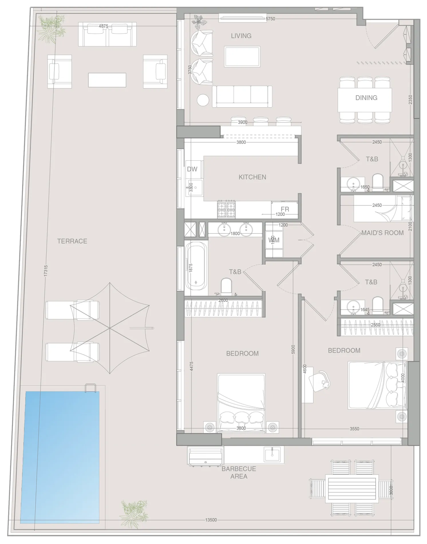 2 BR layout at V1STARA House 2