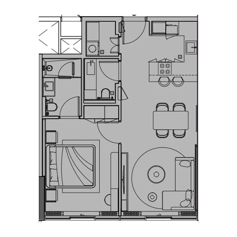 1 BR layout at Le Blanc