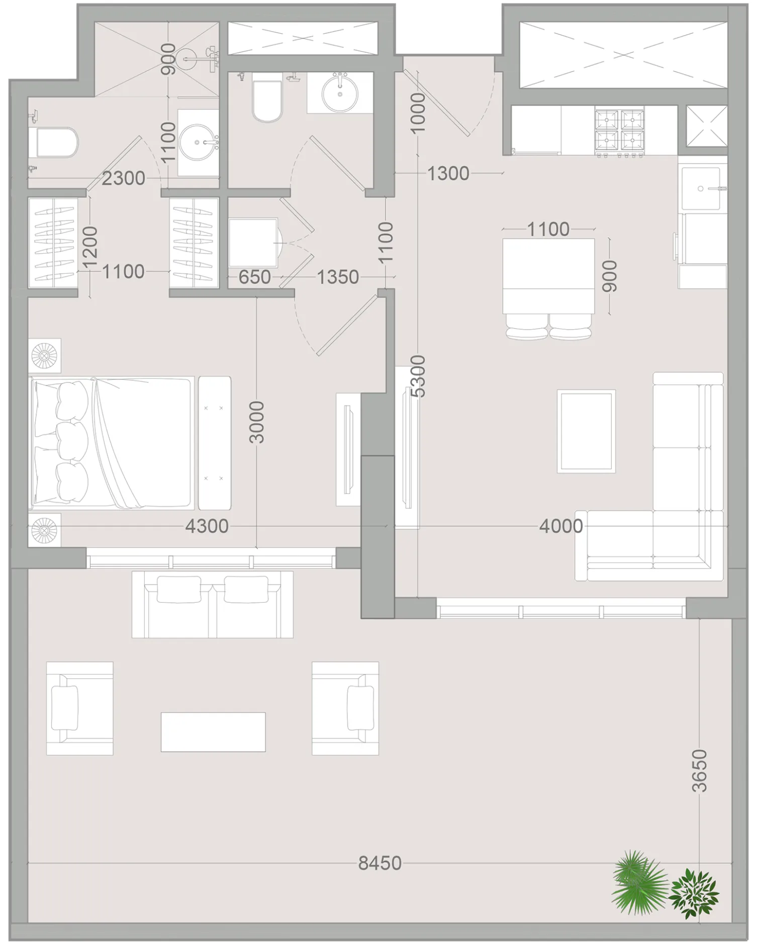 1 BR layout at ALTA V1EW
