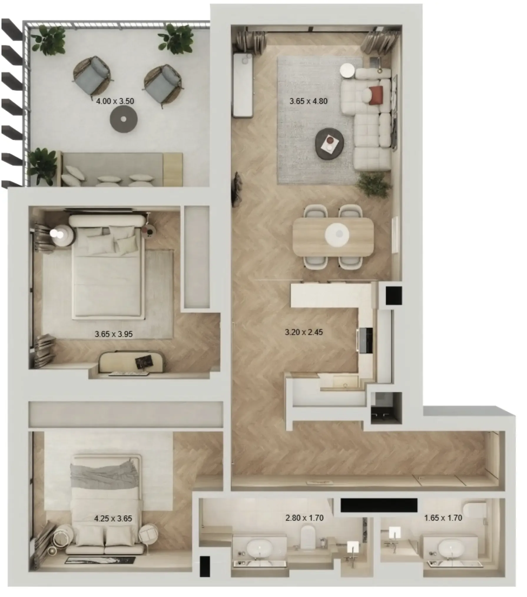 2 BR layout at Arisha Terraces