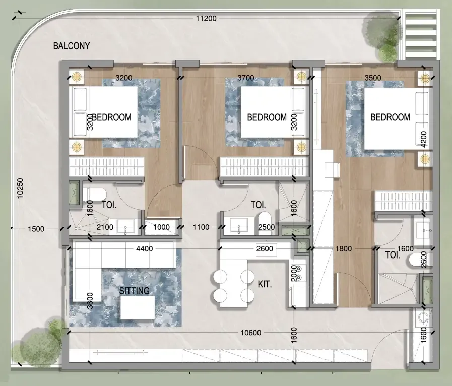 3 BR layout at Oasis Residences
