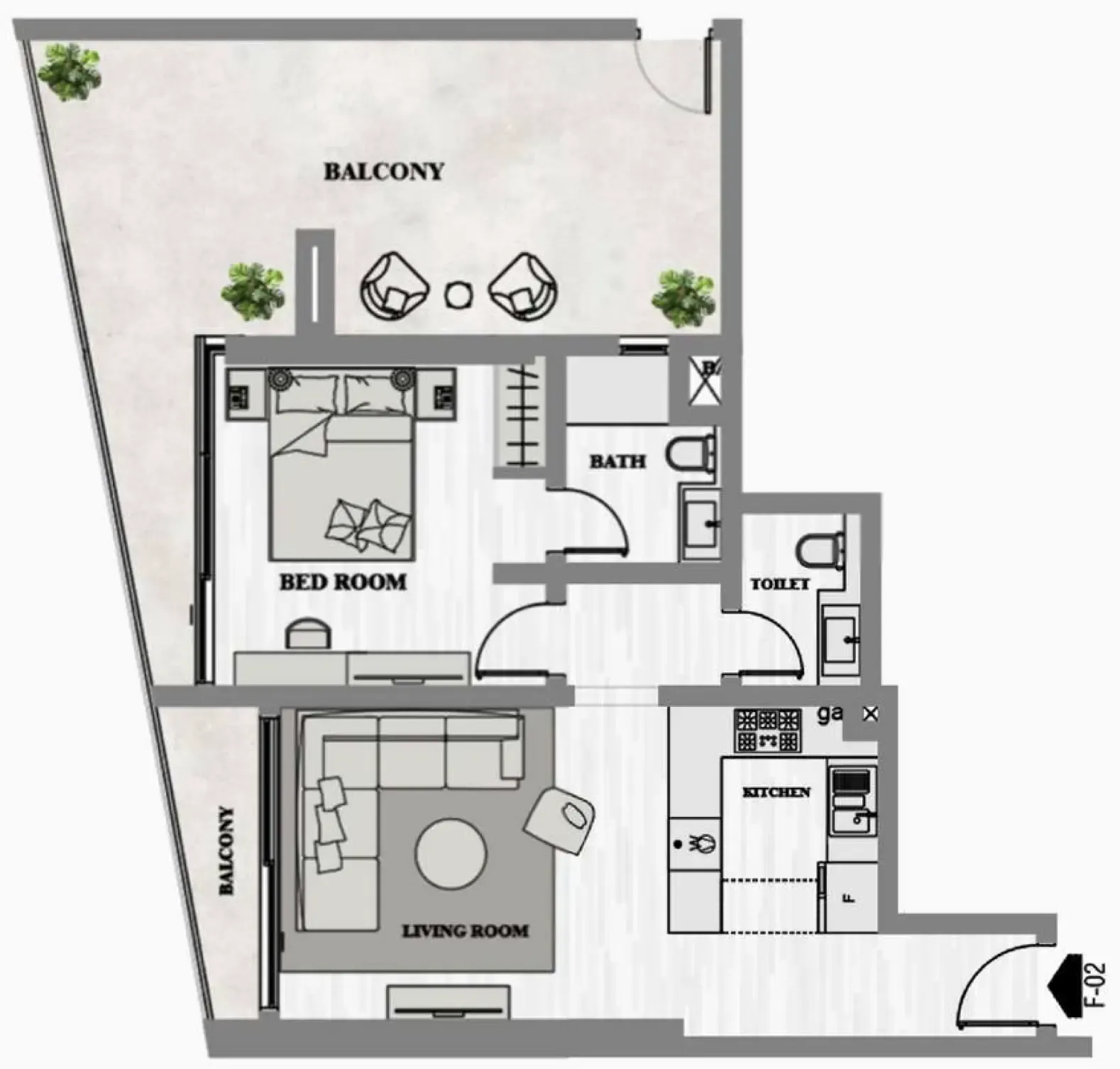 1 BR layout at Greygate Residences by ADE