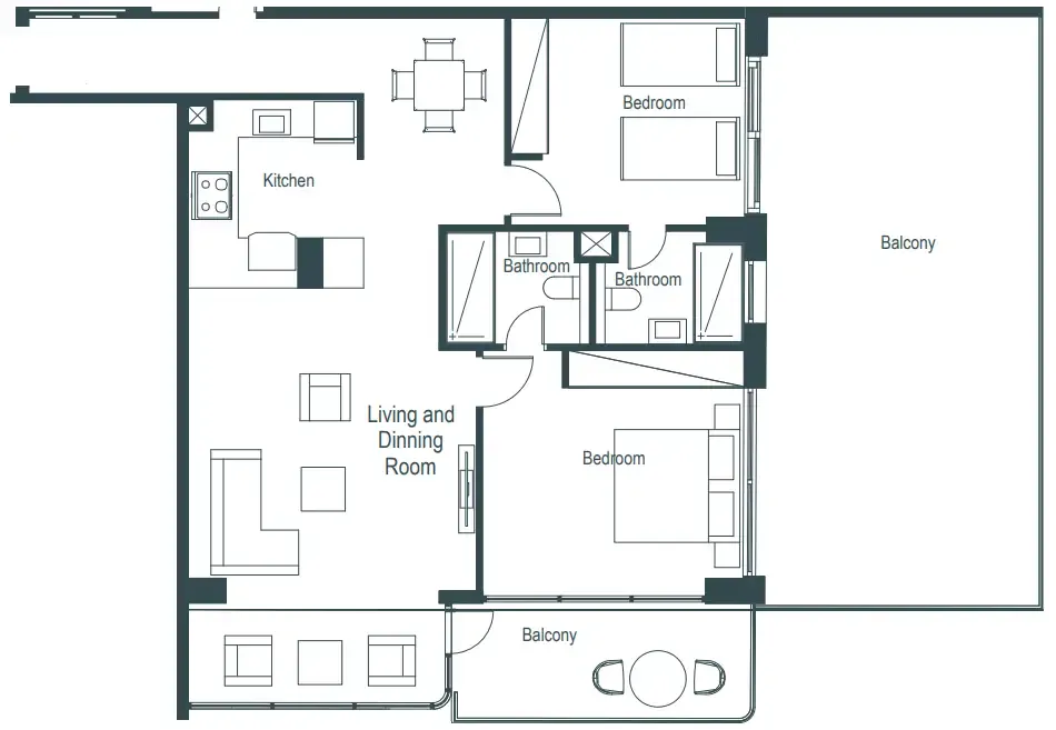 2 BR layout at Whitestone Residences